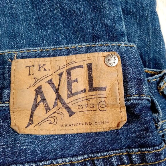 TK Axel Trumbull Jeans Mens 38x32 Straight‎ Slim Fit Denim Cotton Blue - Picture 4 of 10
